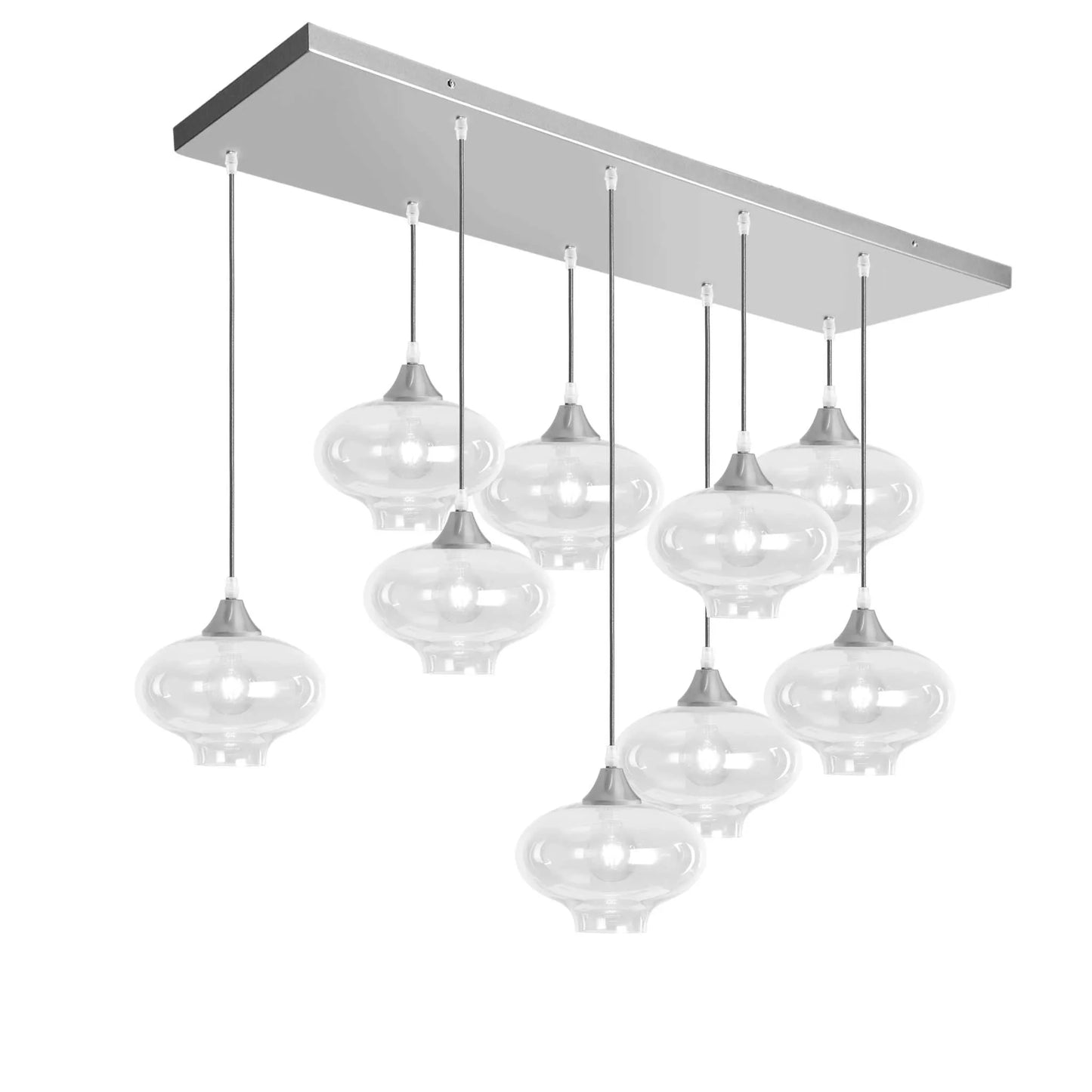 Murano 9 Light Silver Pendant Teardrop Shades