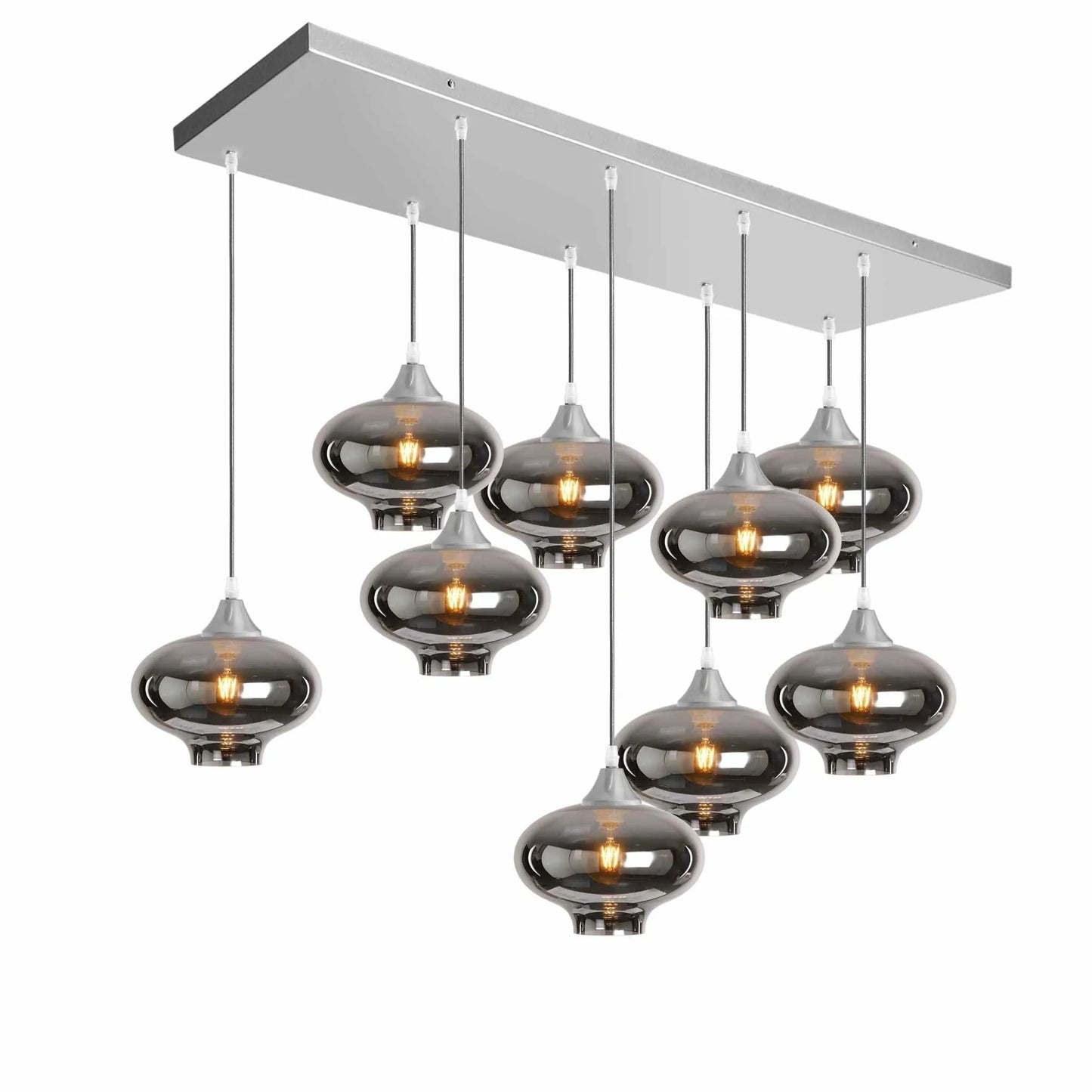 Murano 9 Light Silver Pendant Teardrop Shades