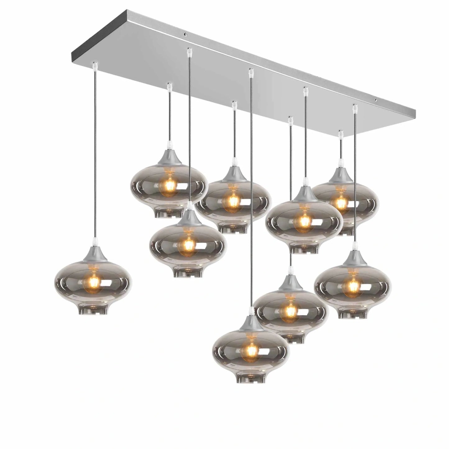 Murano 9 Light Silver Pendant Teardrop Shades