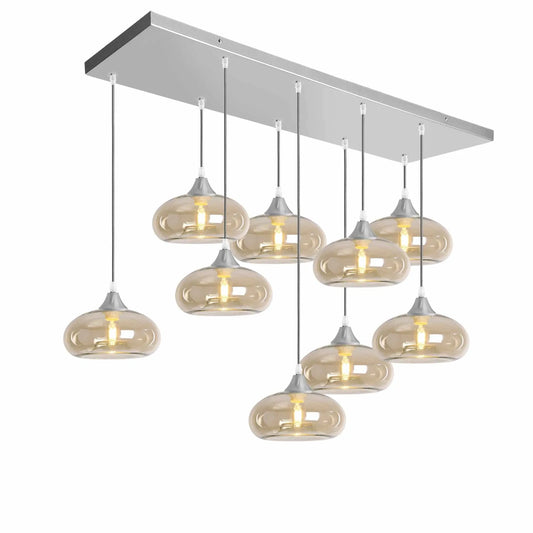 Murano 9 Light Silver Pendant Mushroom Shades