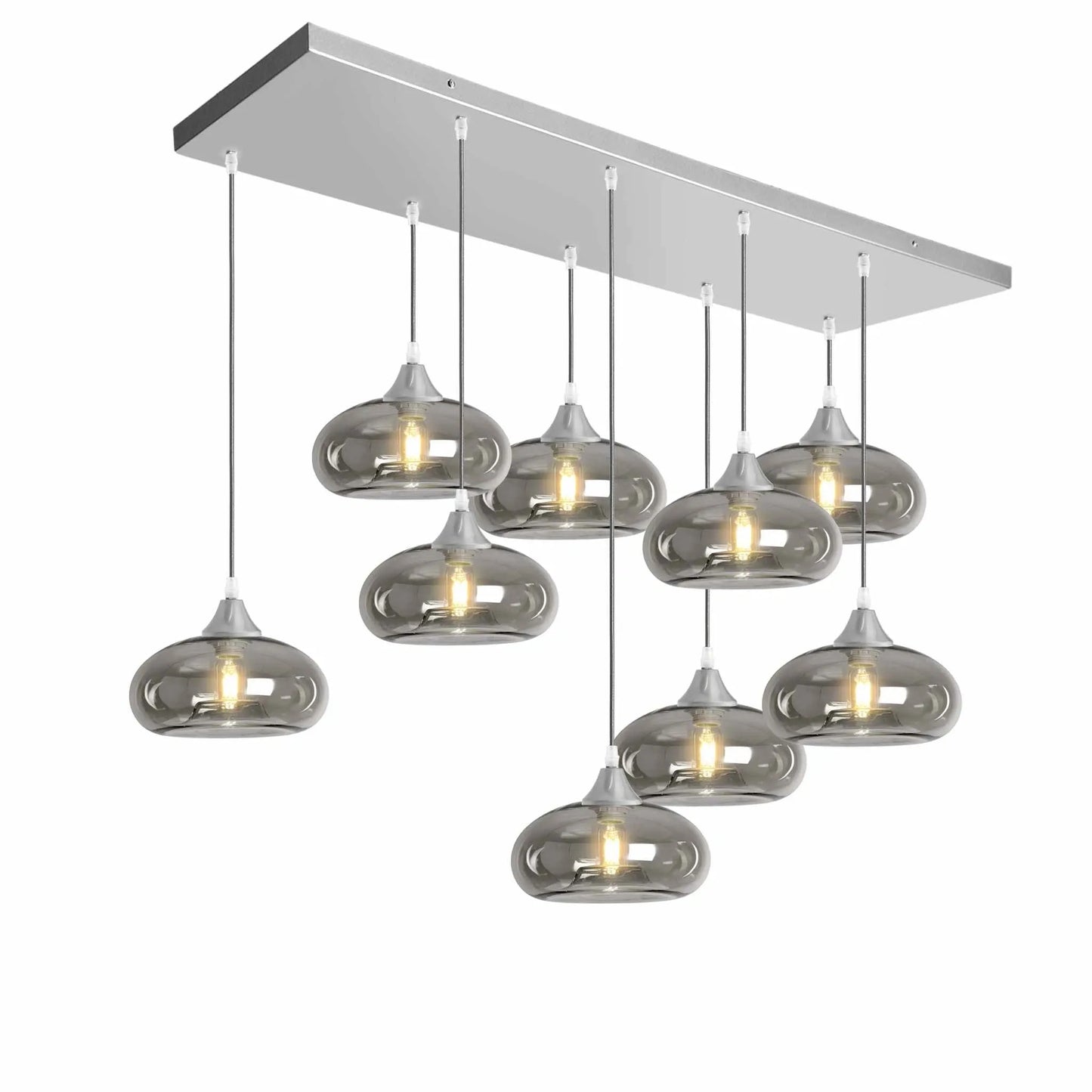 Murano 9 Light Silver Pendant Mushroom Shades