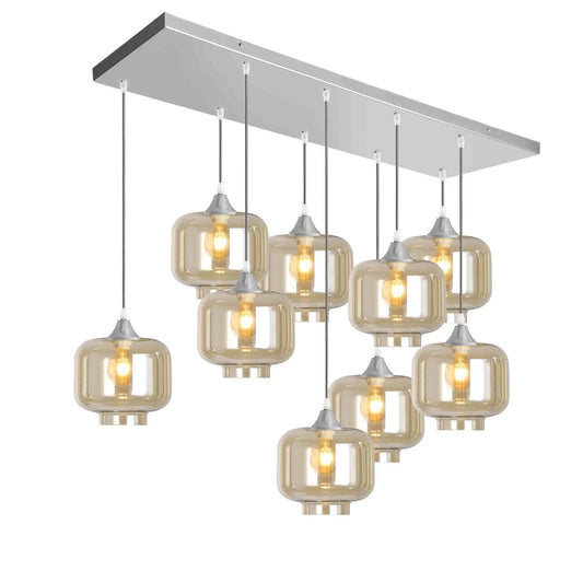 Murano 9 Light Silver Pendant Round Shades