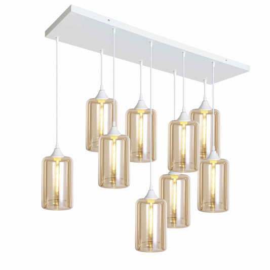 Murano 9 Light Pendant Slim Cylinder Shades