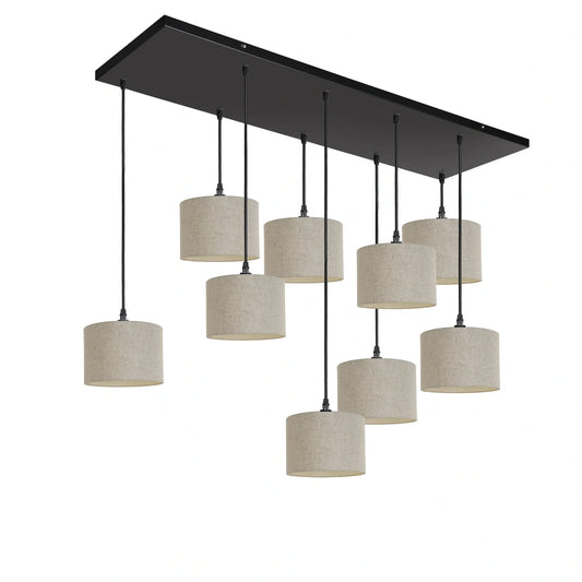Murano 9 Light Pendant with Fabric Shades
