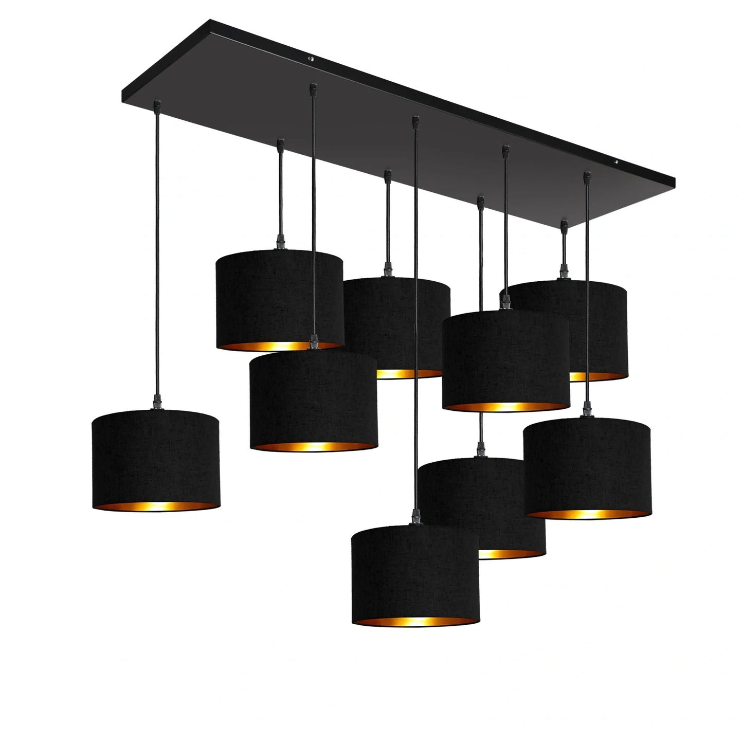 Murano 9 Light Pendant with Woven Hand Made Fabric Shades