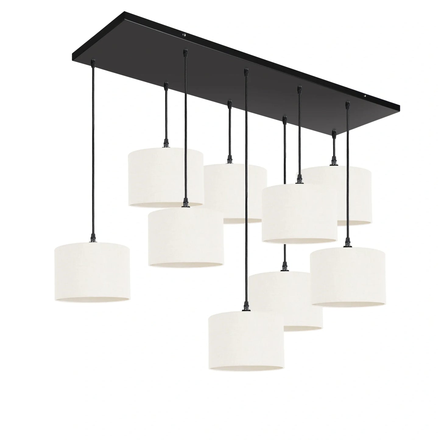 Murano 9 Light Pendant with Woven Hand Made Fabric Shades