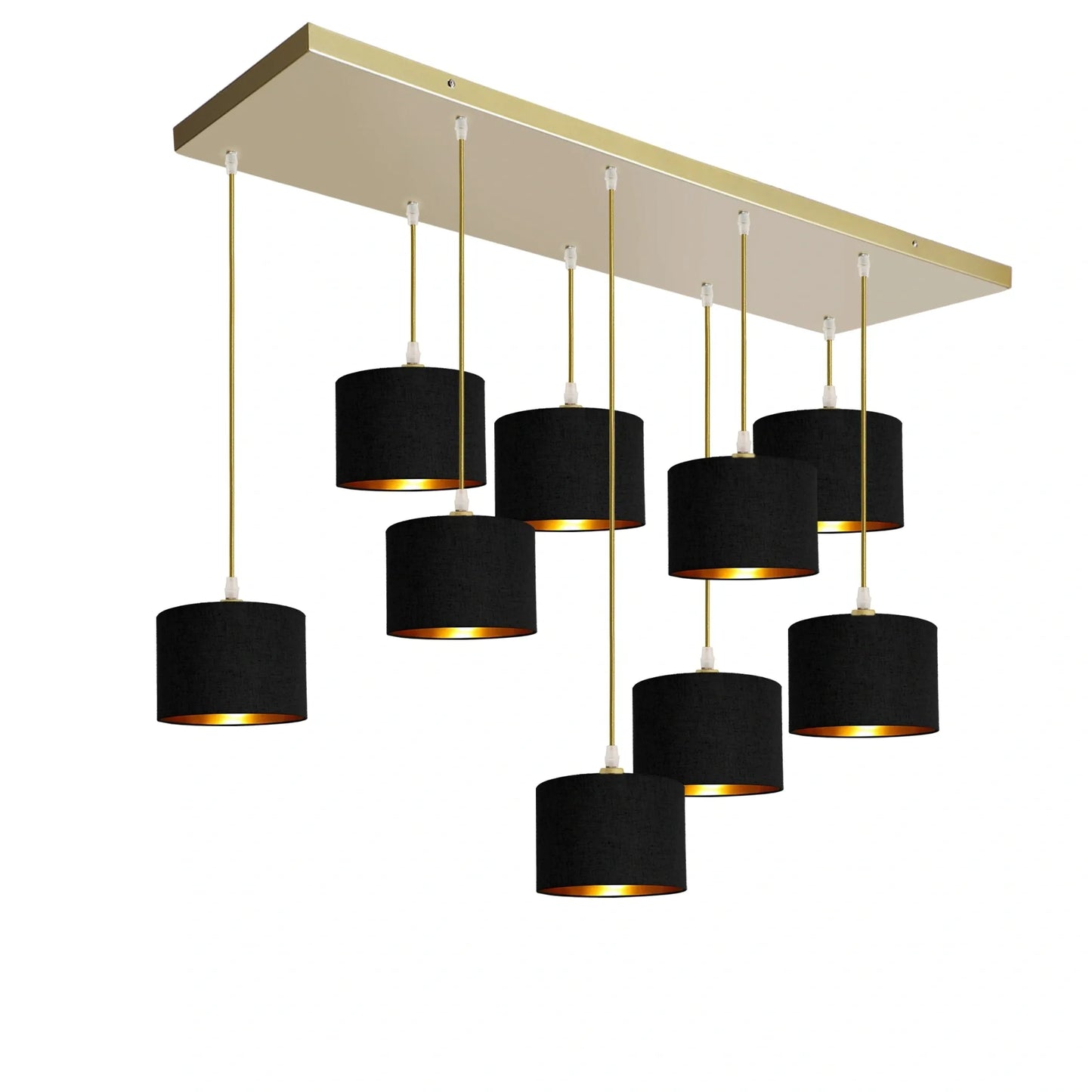 Murano 9 Light Gold with Hand Made fabric Shades