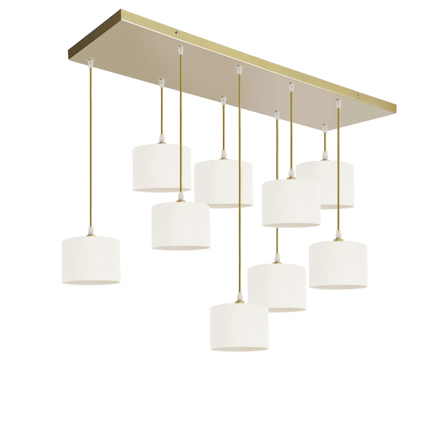 Murano 9 Light Gold with Hand Made fabric Shades