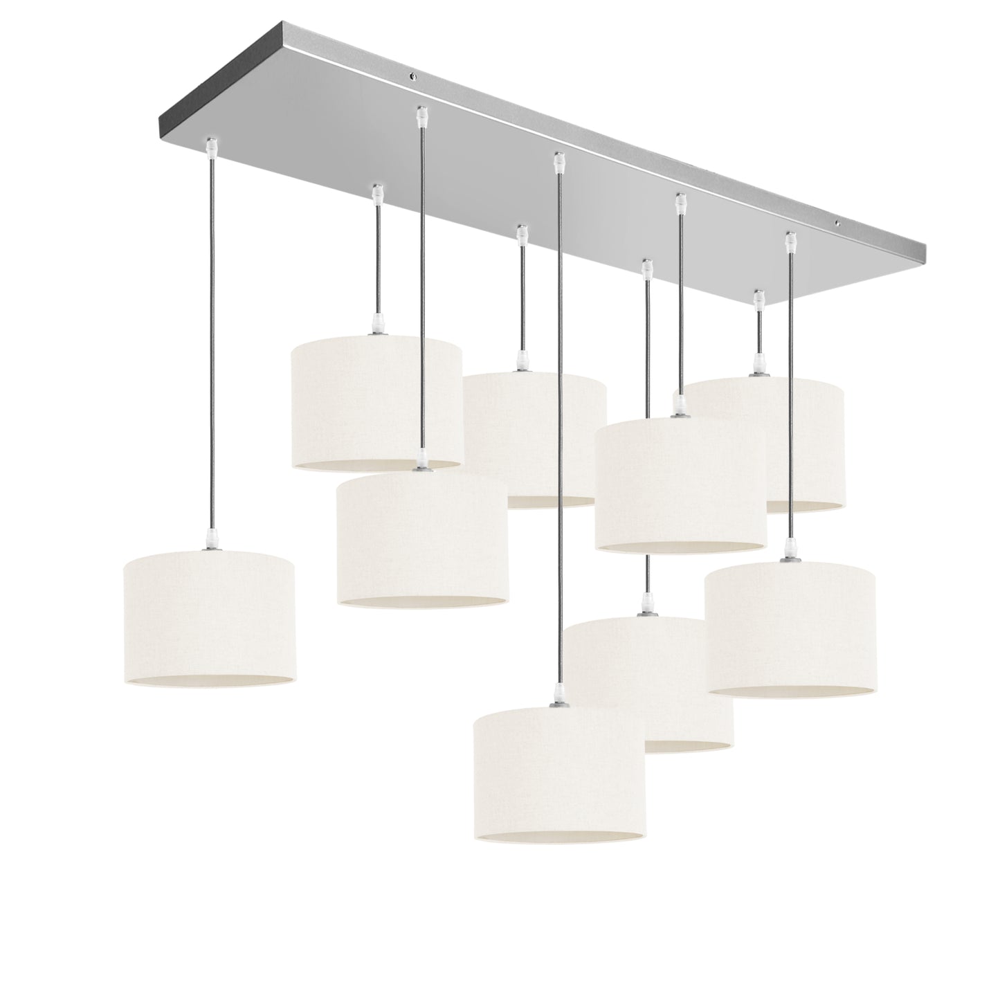 Murano 9 Light Silver with Hand Made Fabric Shades