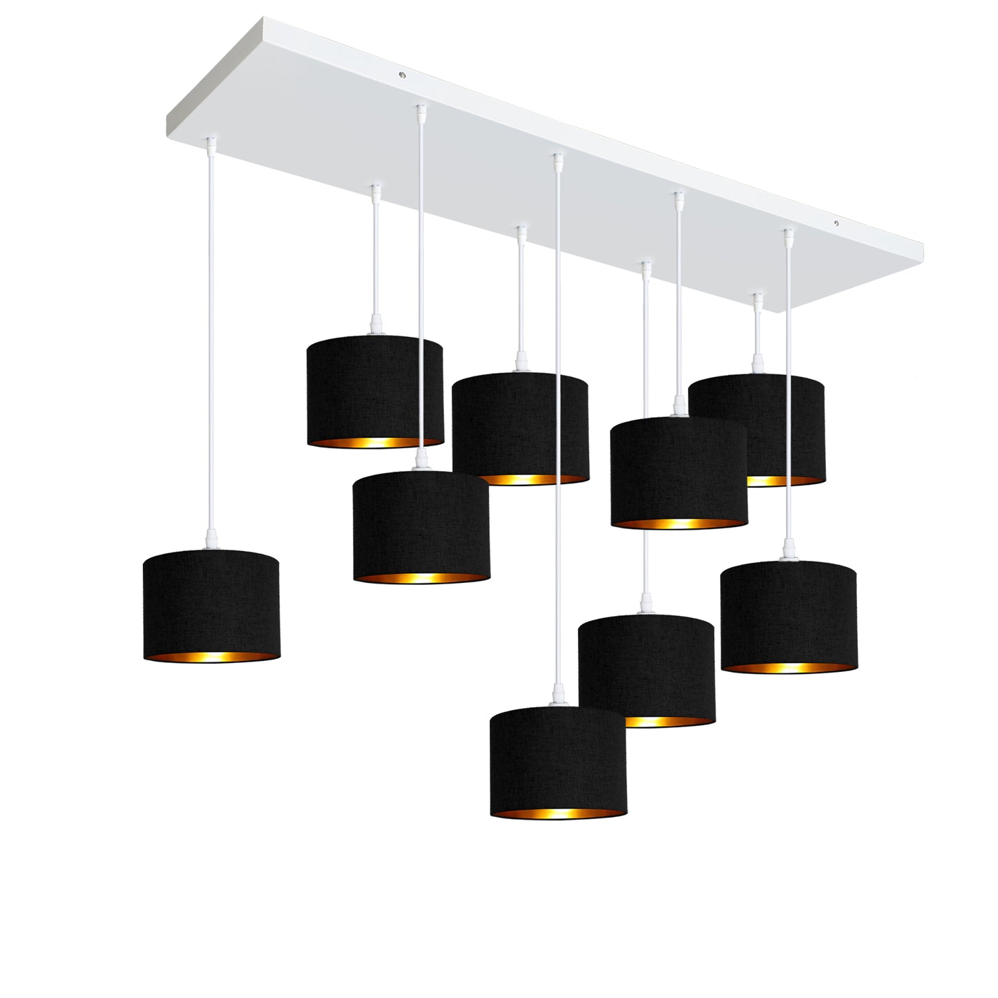 Murano 9 Light Pendant with Fabric Shades