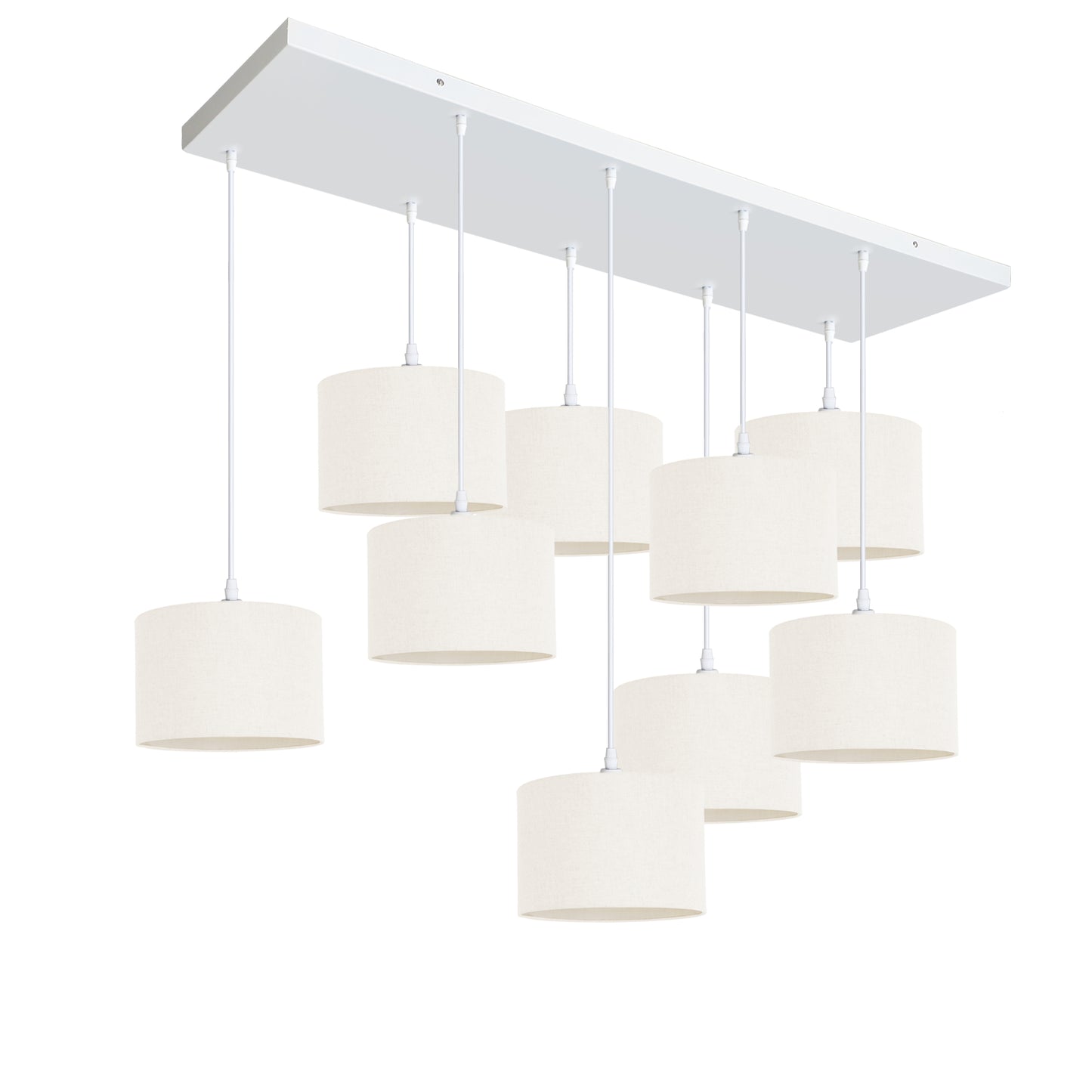 Murano 9 Light Pendant with Fabric Shades
