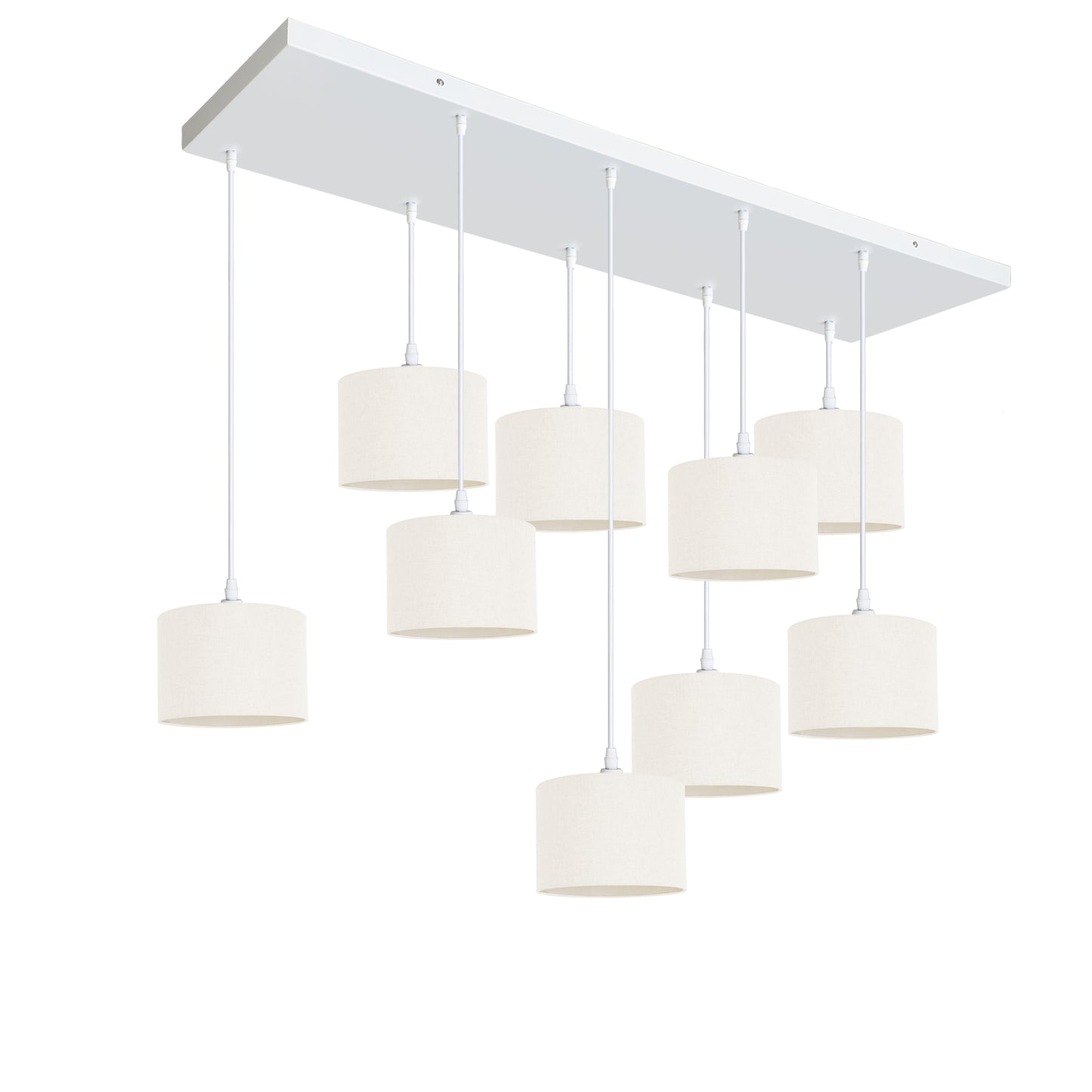Murano 9 Light Pendant with Fabric Shades