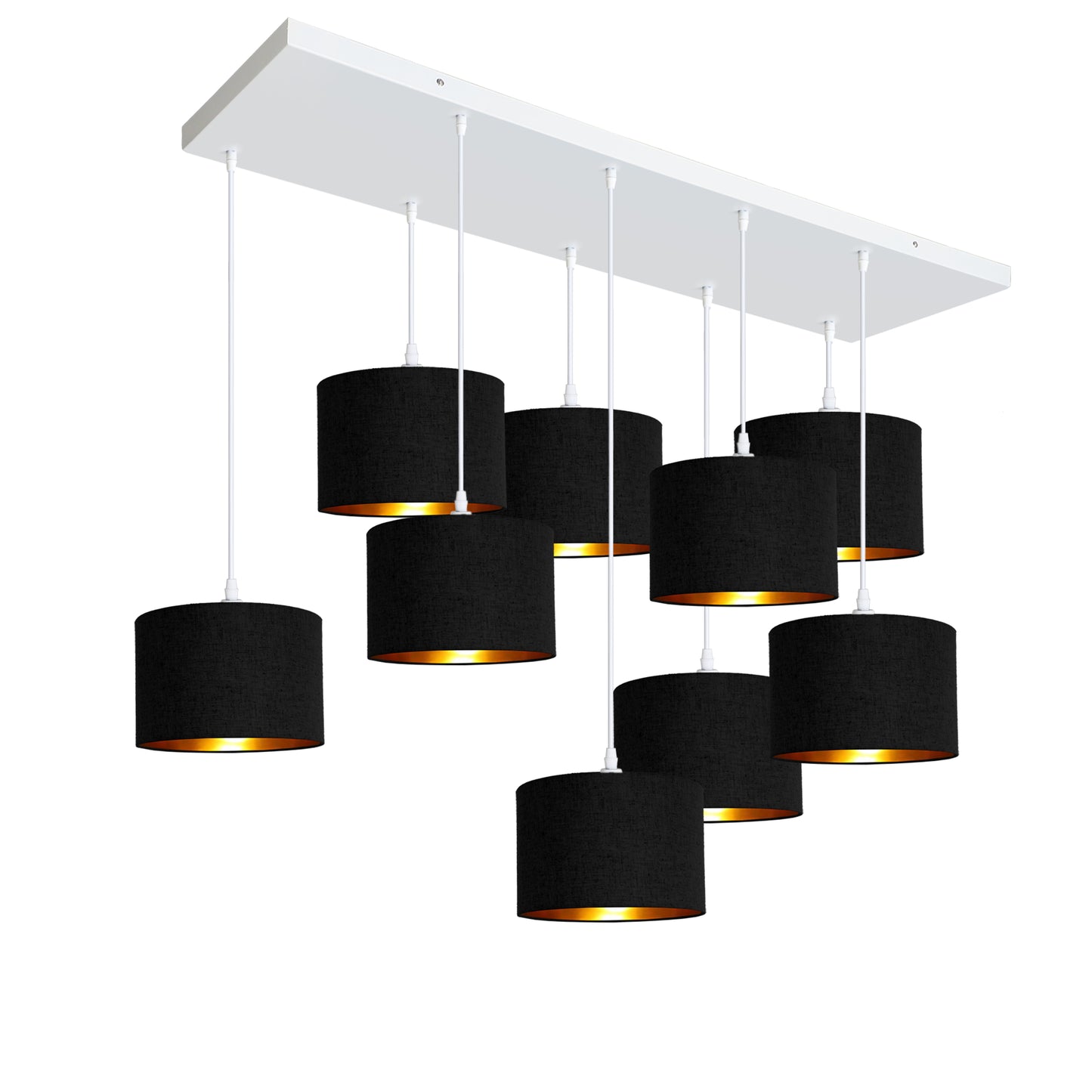 Murano 9 Light Pendant with Woven Hand Made Fabric Shades