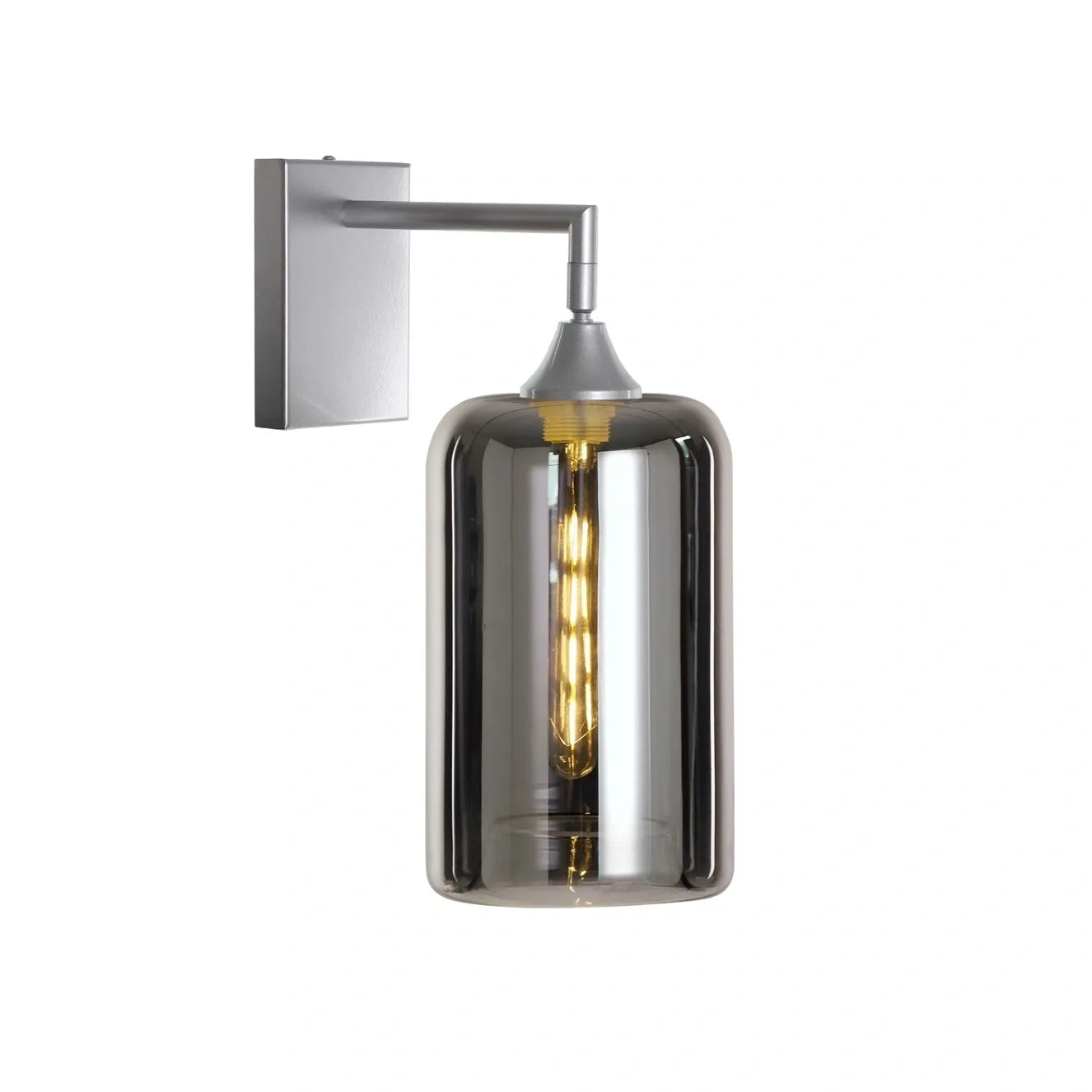 Murano Silver Wall Light with Cylinder Glass Shade