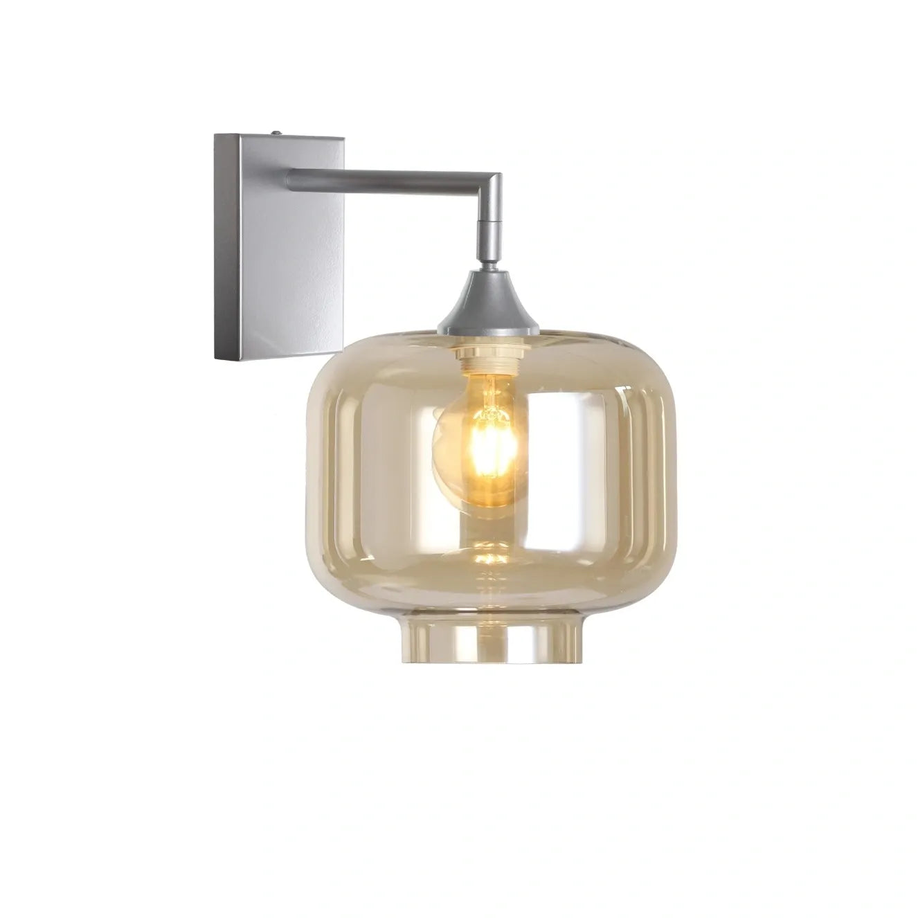 Murano Silver Wall Light with Round Cylinder Glass Shade
