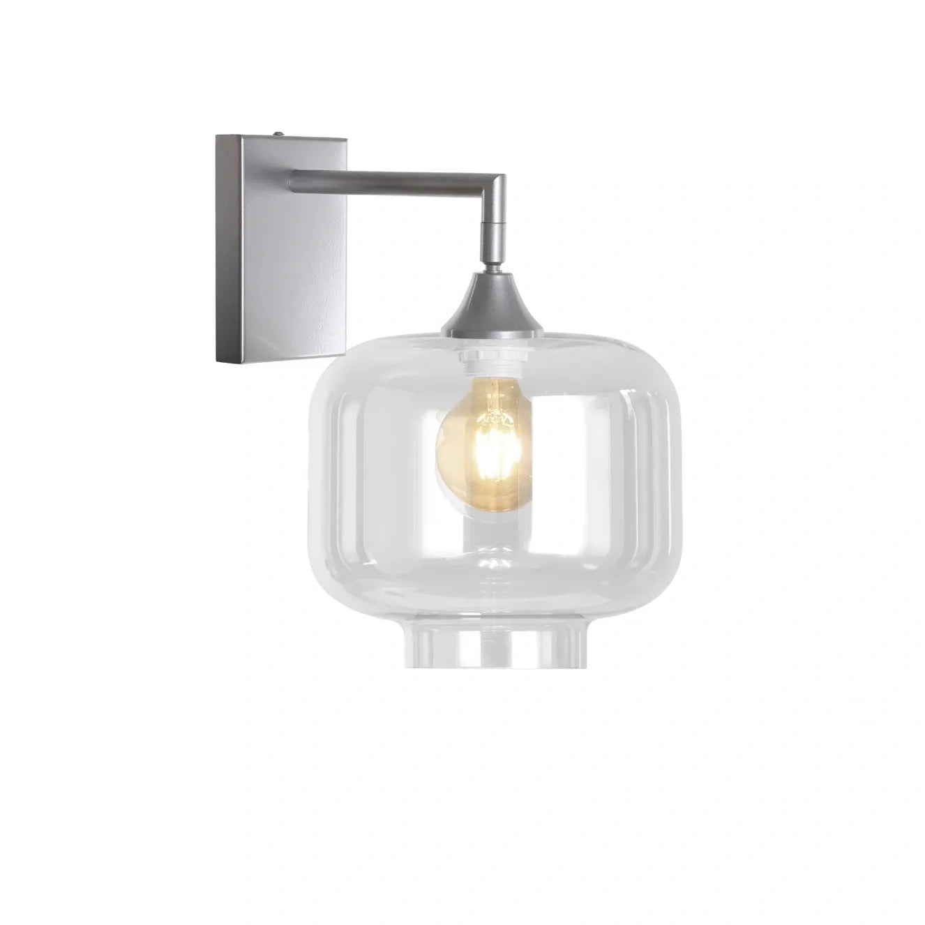 Murano Silver Wall Light with Round Cylinder Glass Shade