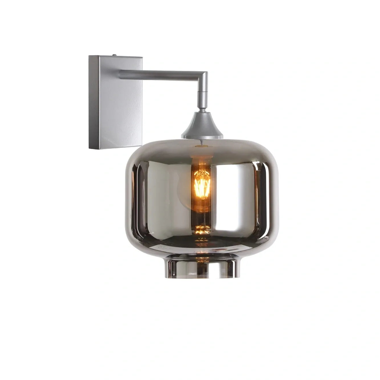 Murano Silver Wall Light with Round Cylinder Glass Shade