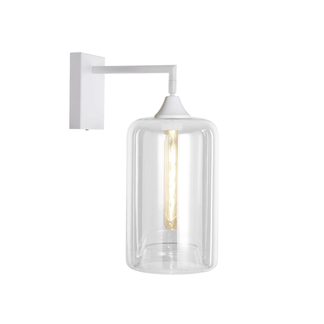 Murano White Wall Light with Slim Cylinder glass