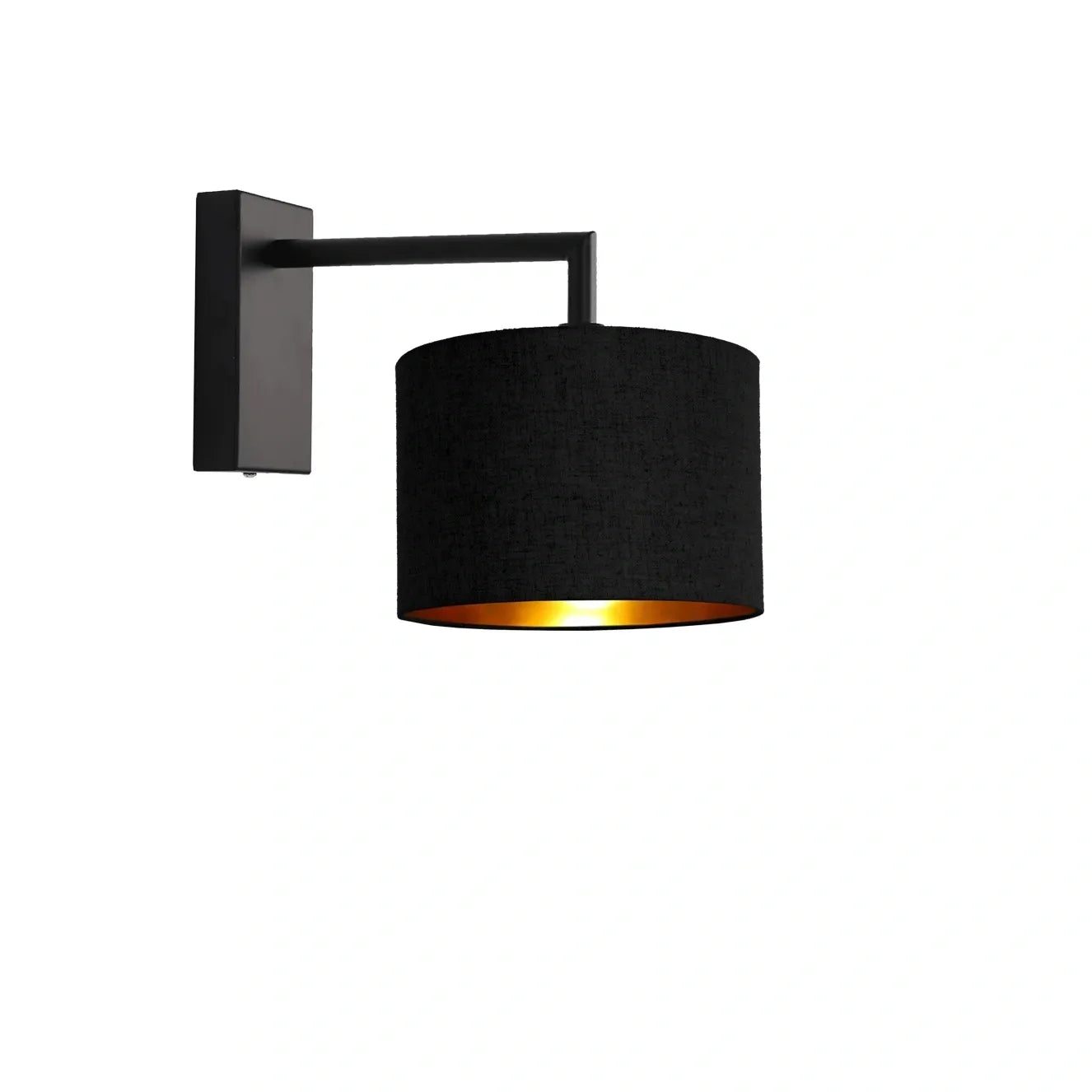 Murano Black Wall Light with Woven Hand Made Fabric Shade