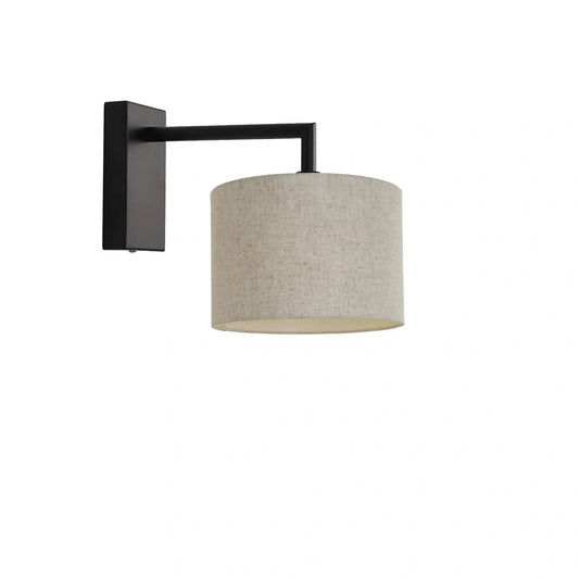 Murano Black Wall Light with Woven Hand Made Fabric Shade