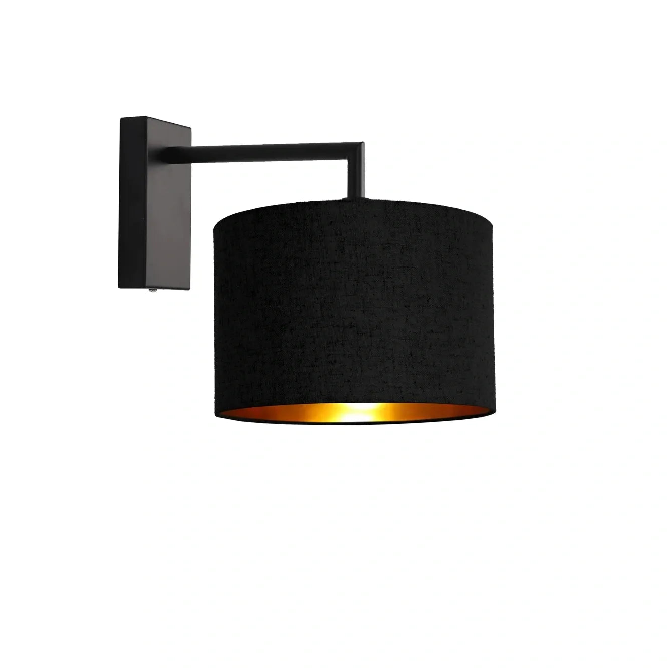 Murano Black Wall Light with Woven Hand Made Fabric Shade