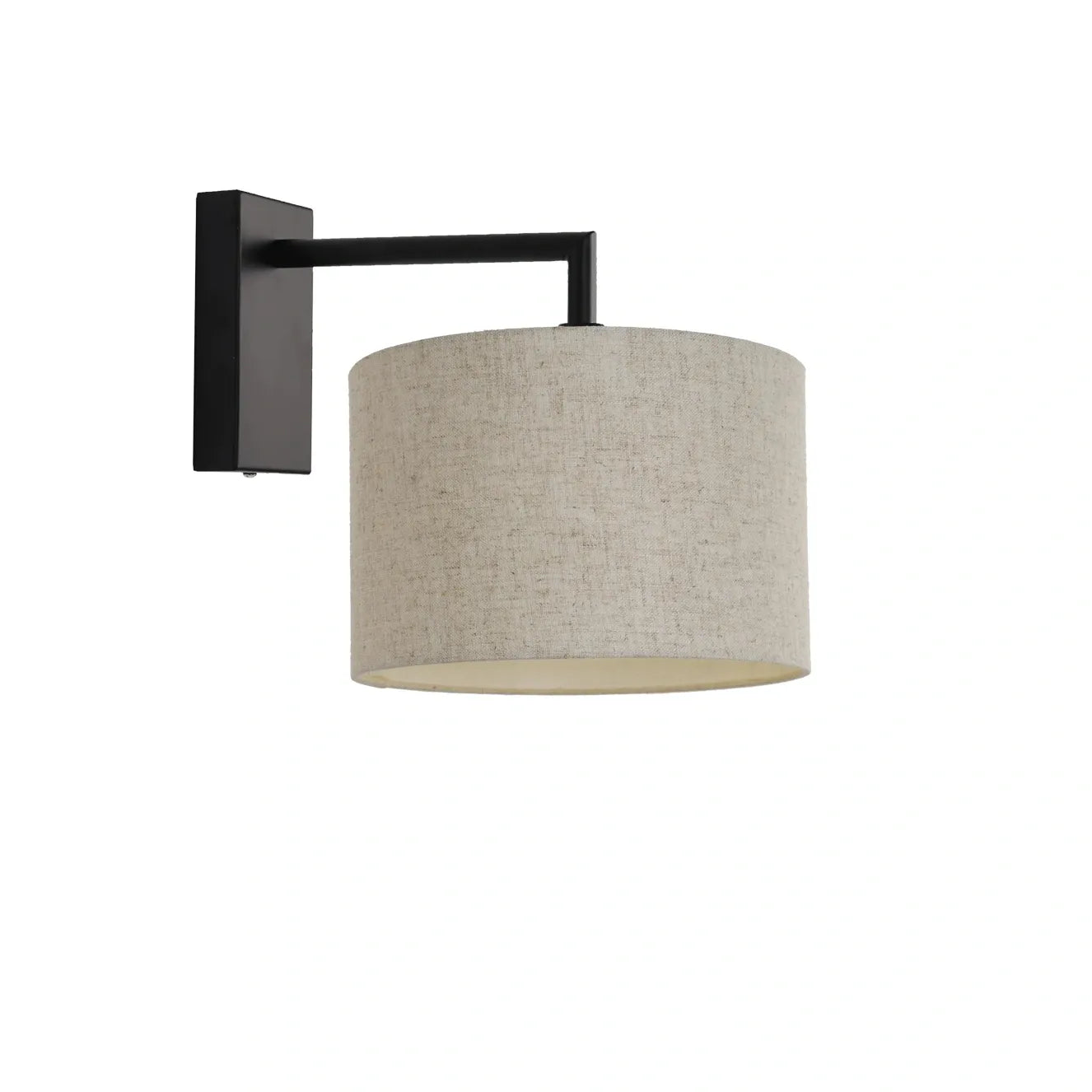 Murano Black Wall Light with Woven Hand Made Fabric Shade