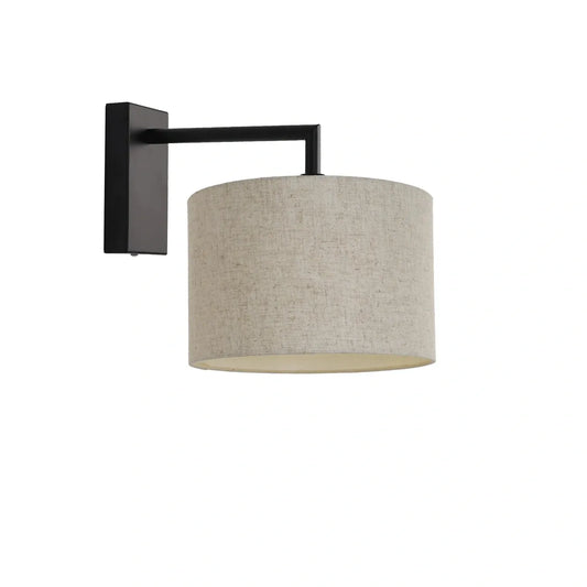 Murano Black Wall Light with Woven Hand Made Fabric Shade