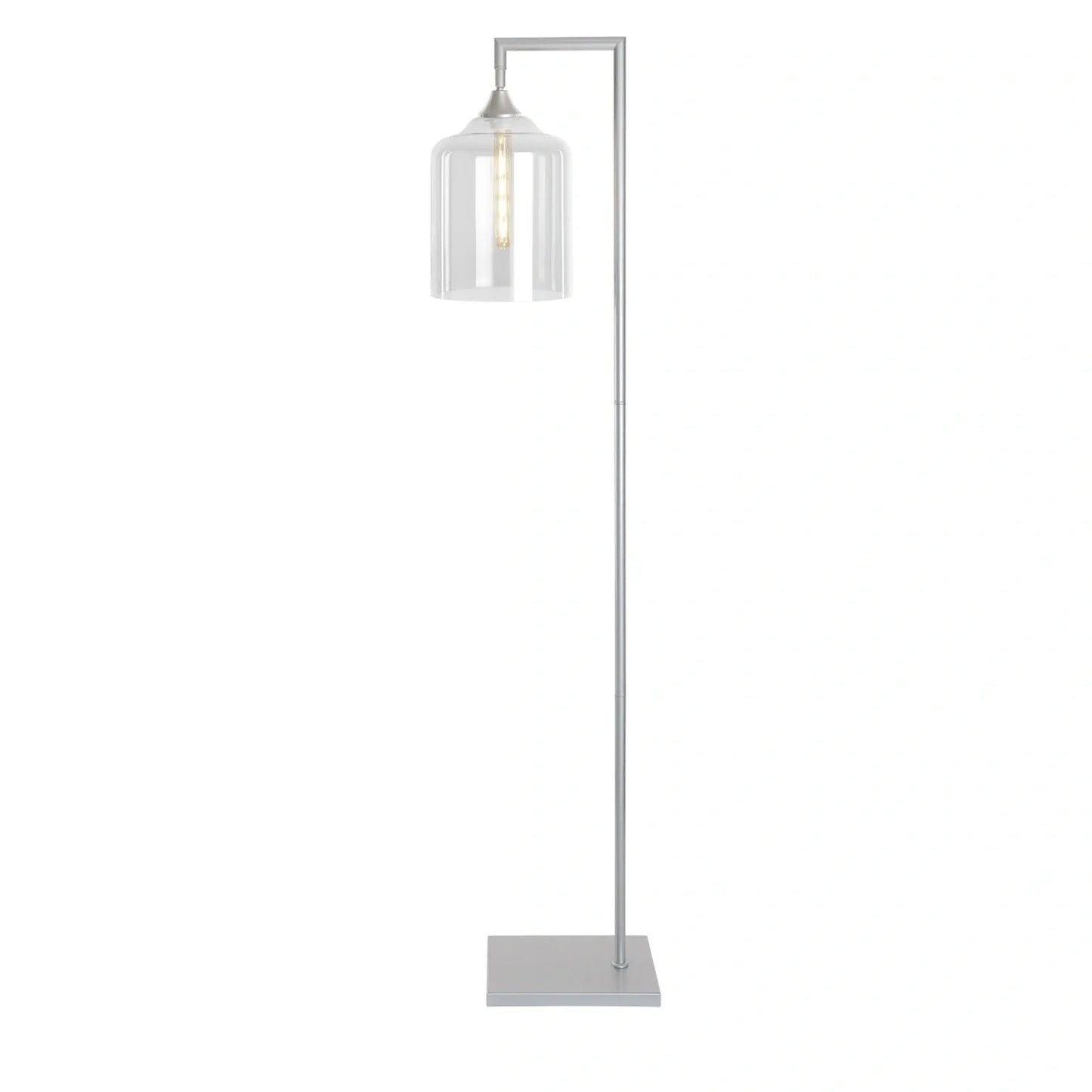 Murano Silver Floor Lamp with Extra Large Cylinder Glass Shade