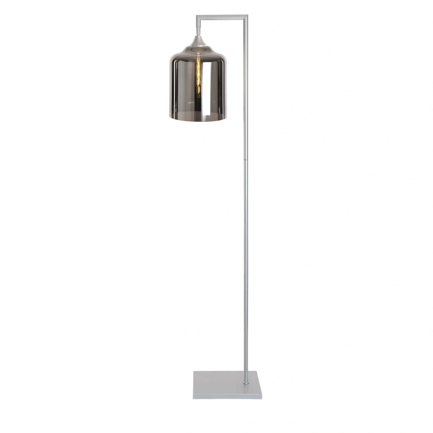 Murano Silver Floor Lamp with Extra Large Cylinder Glass Shade