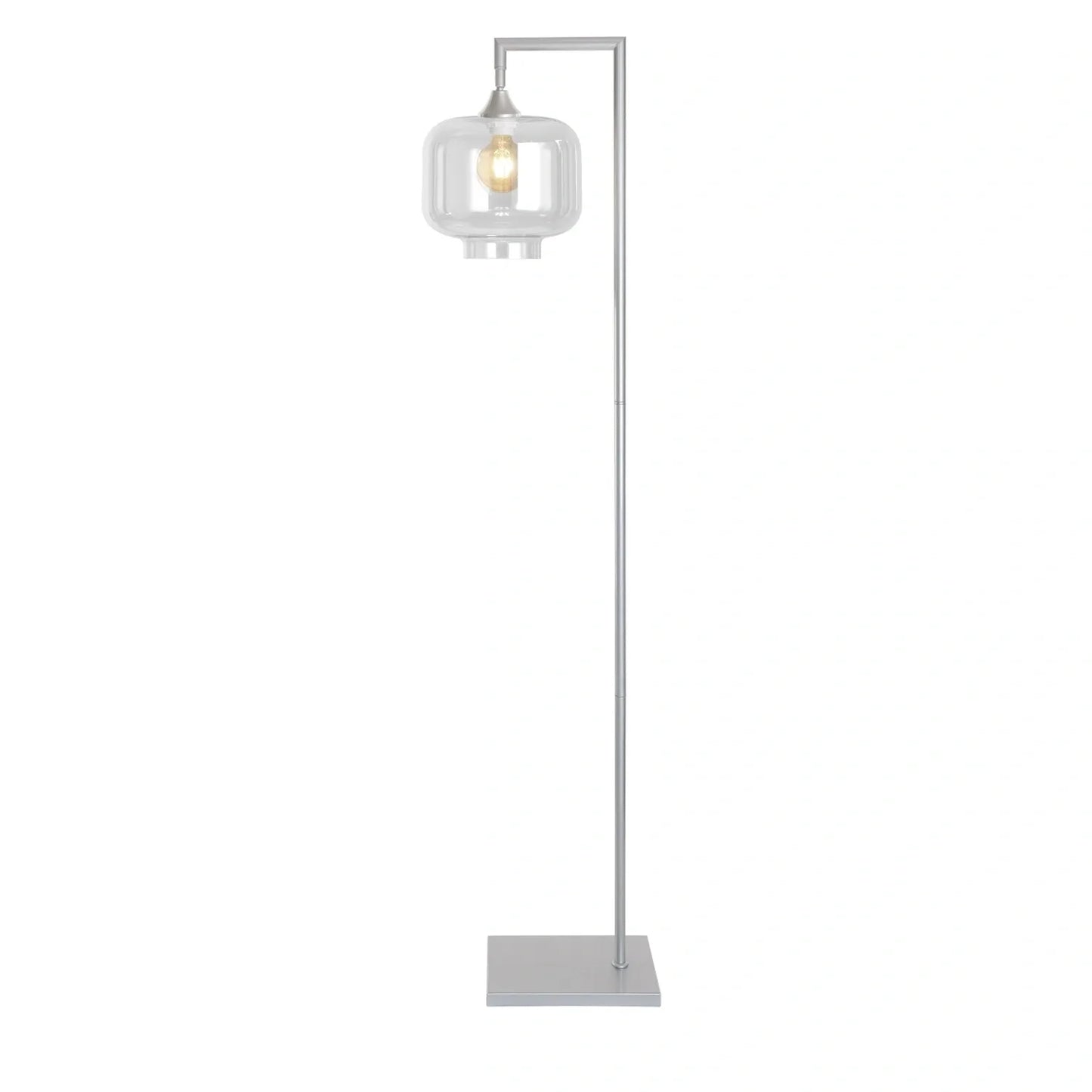 Murano Silver Floor Lamp with Large Round Glass Shade