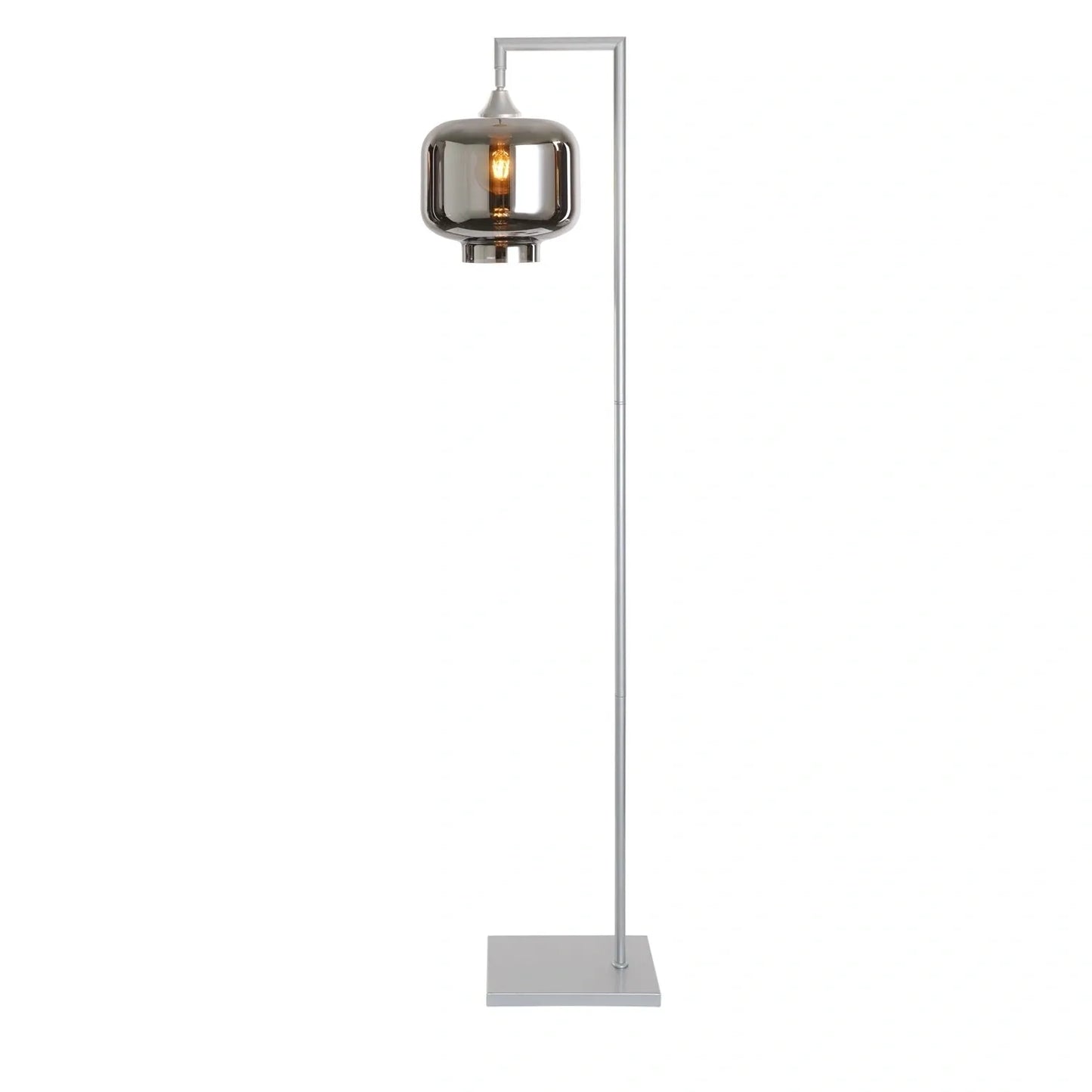 Murano Silver Floor Lamp with Large Round Glass Shade