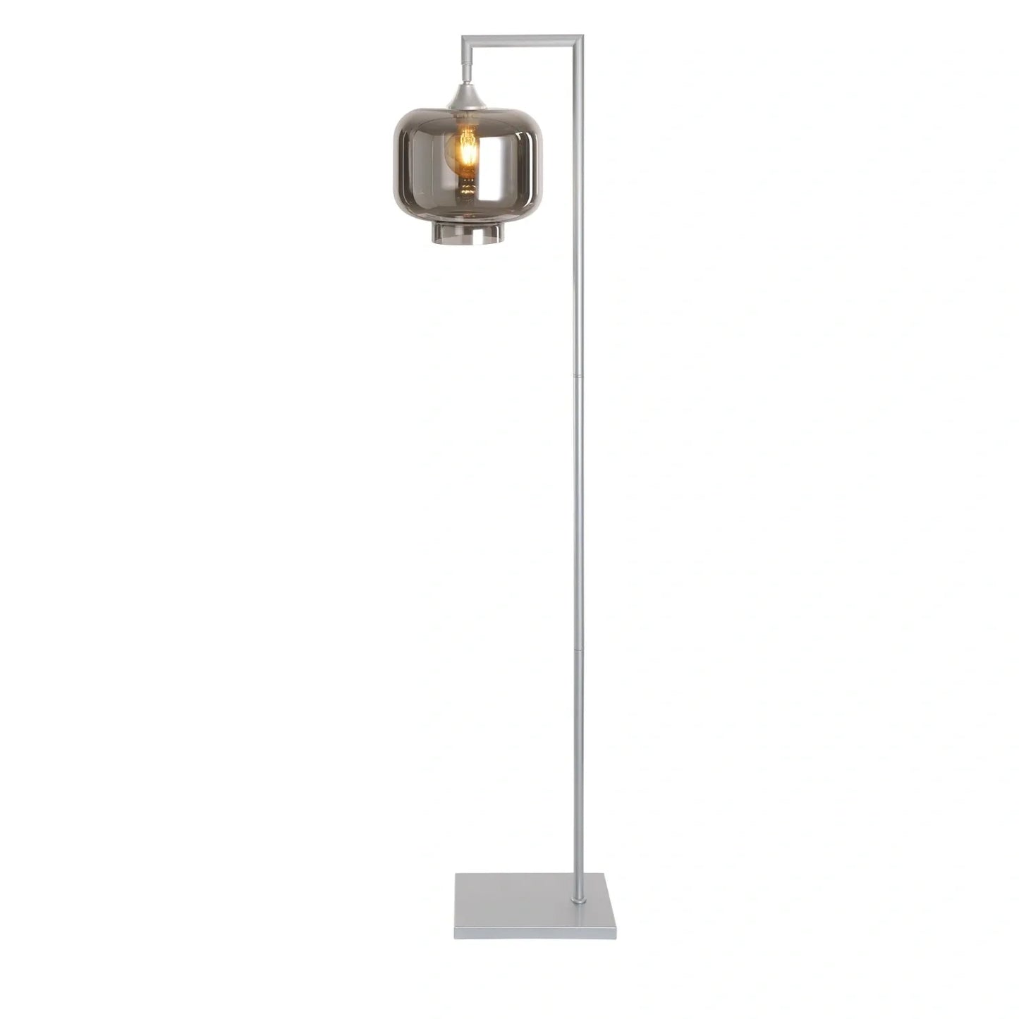 Murano Silver Floor Lamp with Large Round Glass Shade