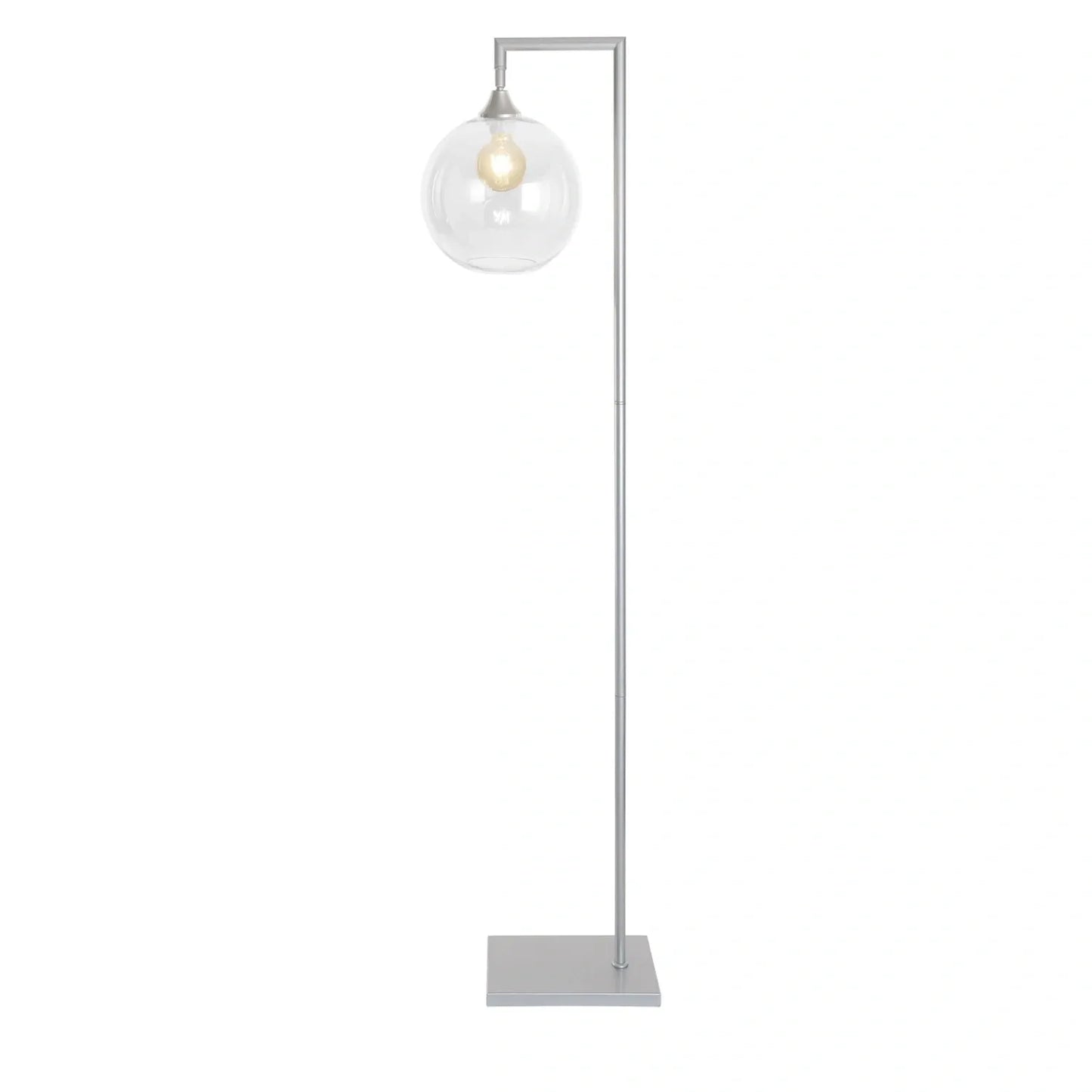 Murano Silver Floor Lamp with Globe Glass Shade