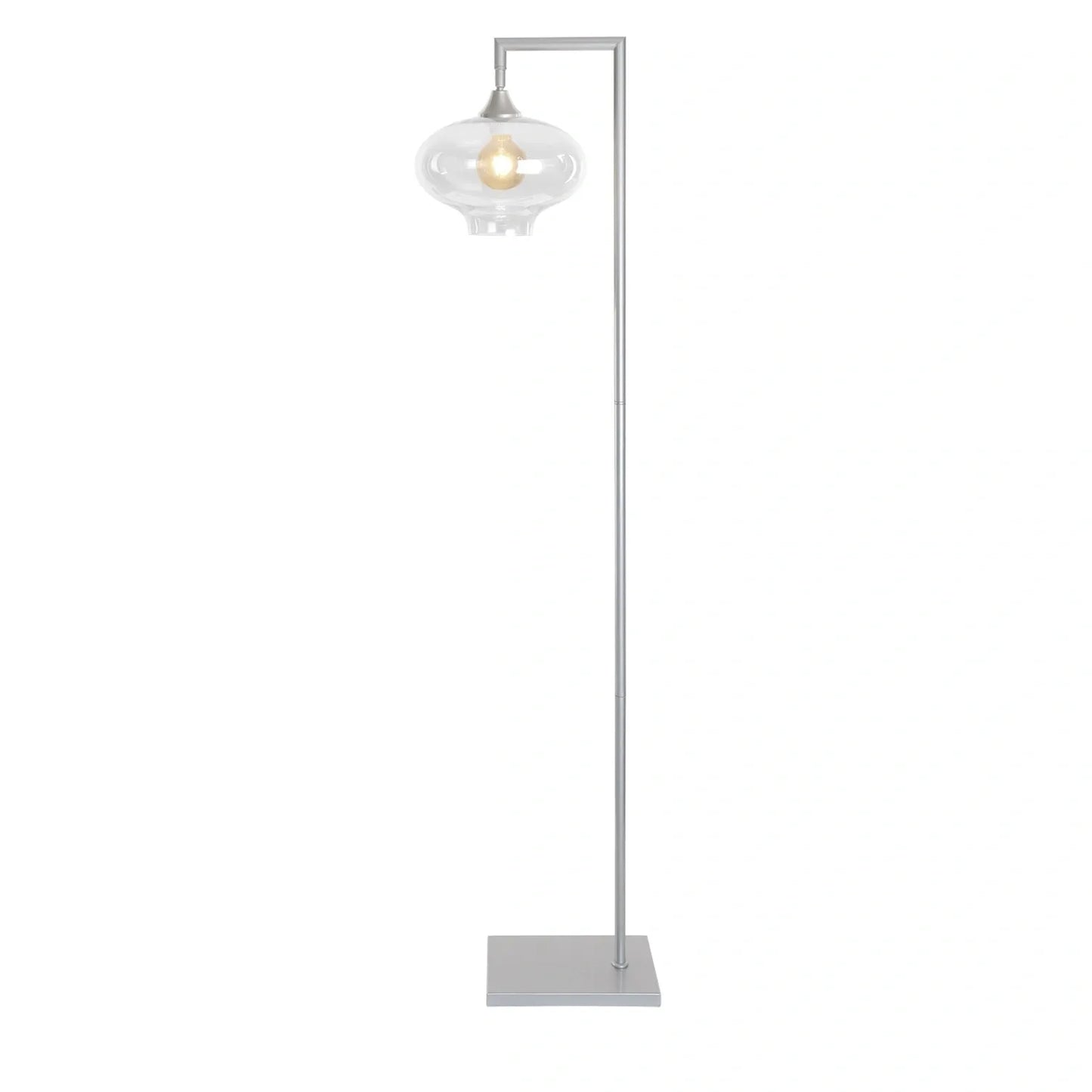 Murano Silver Floor Lamp with Teardrop Glass Shade