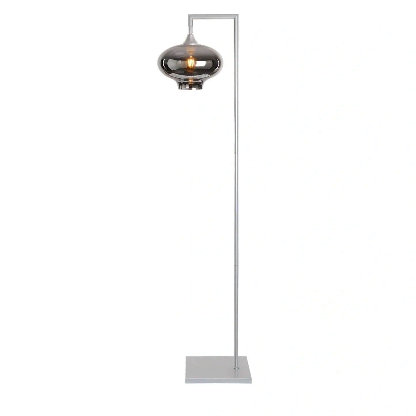 Murano Silver Floor Lamp with Teardrop Glass Shade