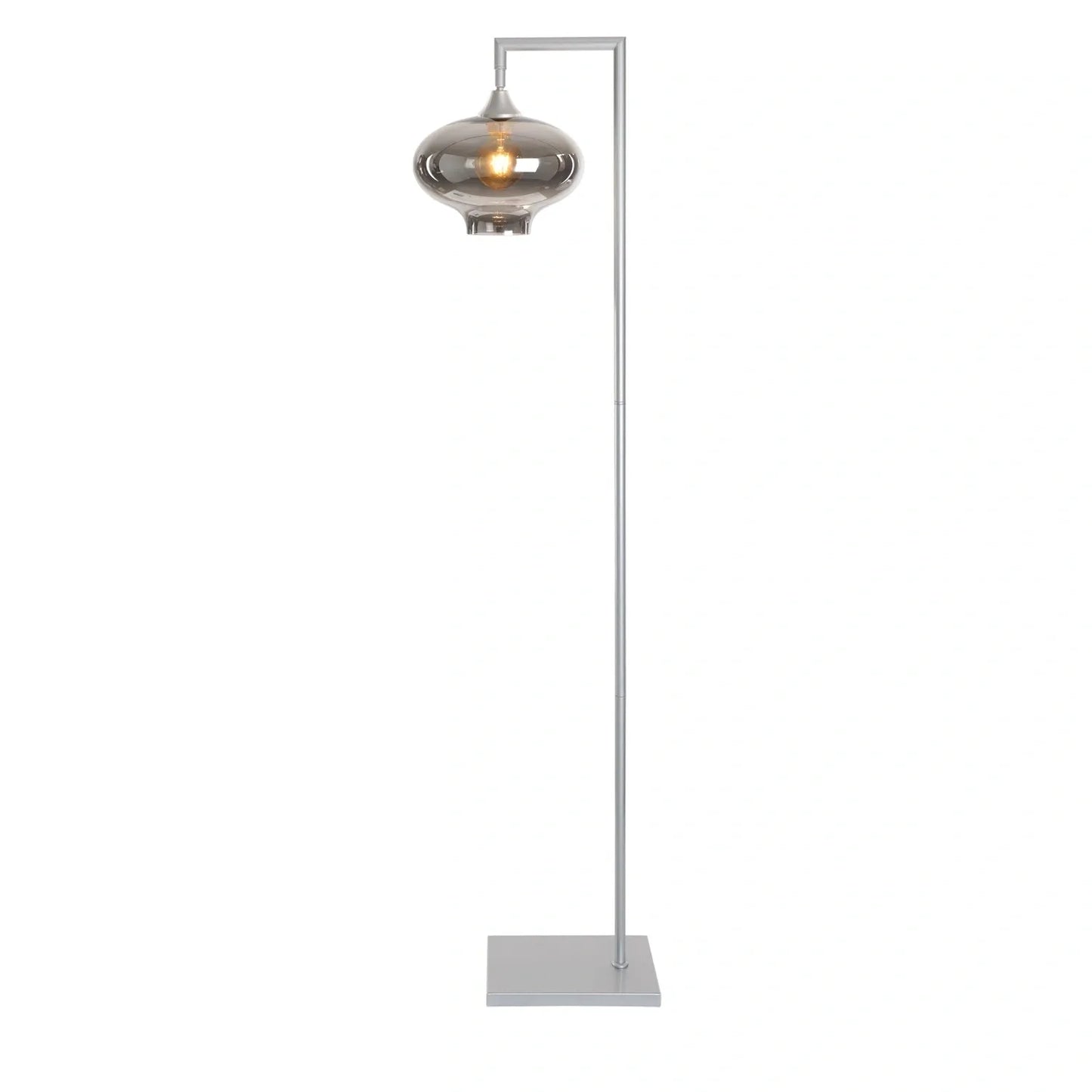 Murano Silver Floor Lamp with Teardrop Glass Shade