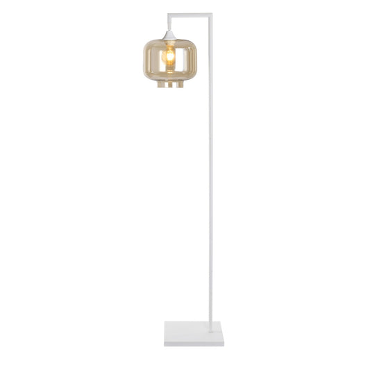 Murano White Floor Lamp with Large Round Glass Shade