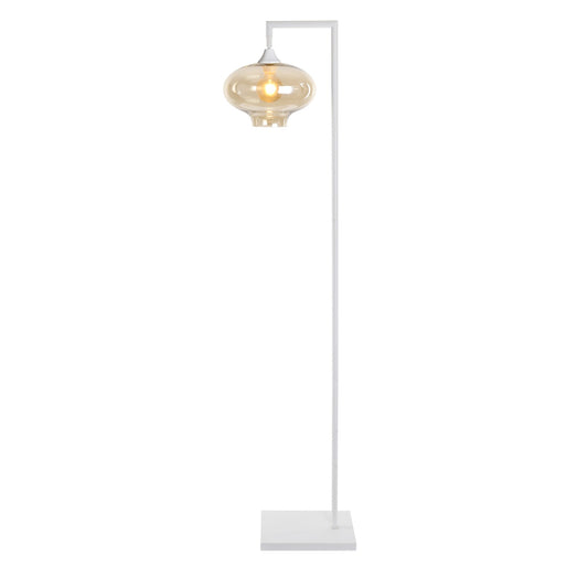 Murano White Floor Lamp with Teardrop Glass Shade