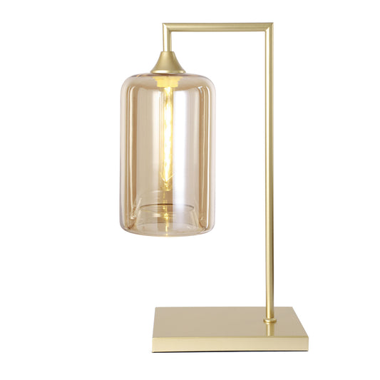 Murano Large Gold Table Lamp with Slim Cylinder Glass Shade
