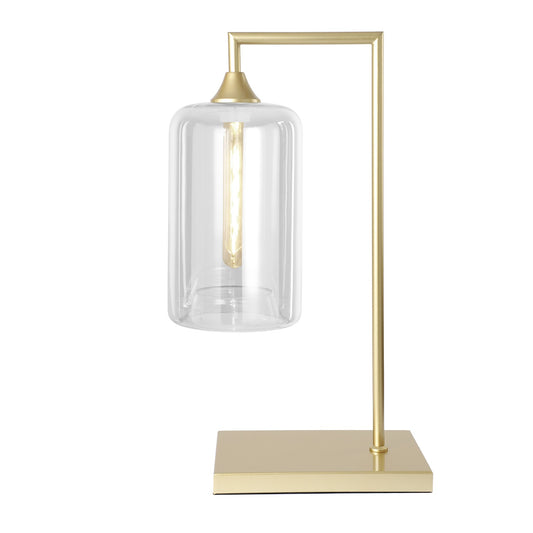 Murano Large Gold Table Lamp with Slim Cylinder Glass Shade