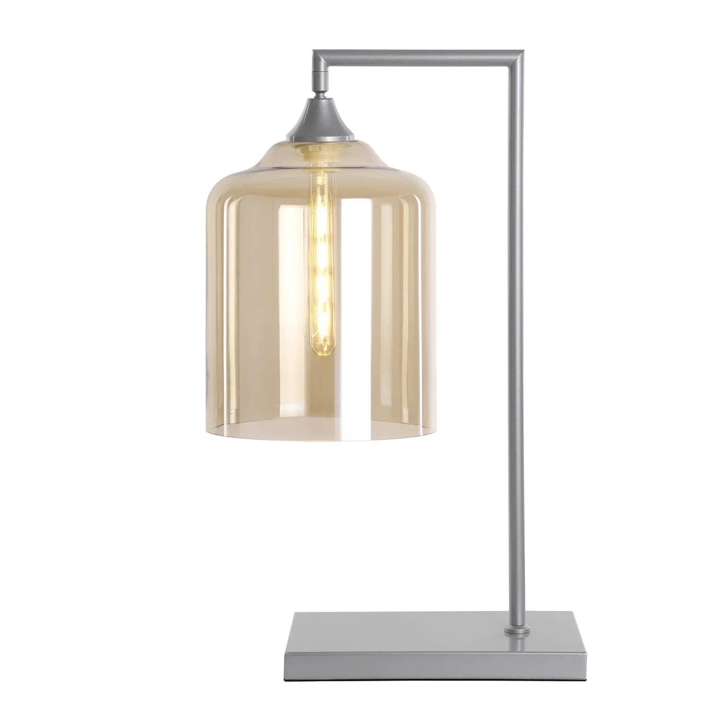 Murano Silver Table Lamp with Extra Large Cylinder Glass Shade
