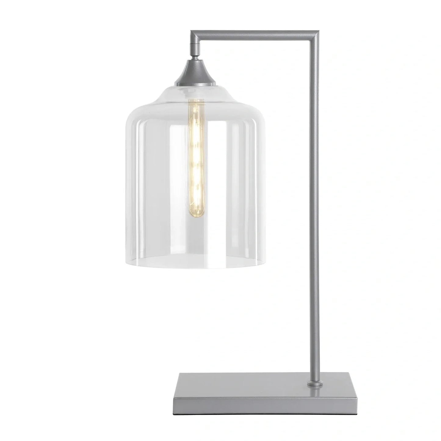 Murano Silver Table Lamp with Extra Large Cylinder Glass Shade