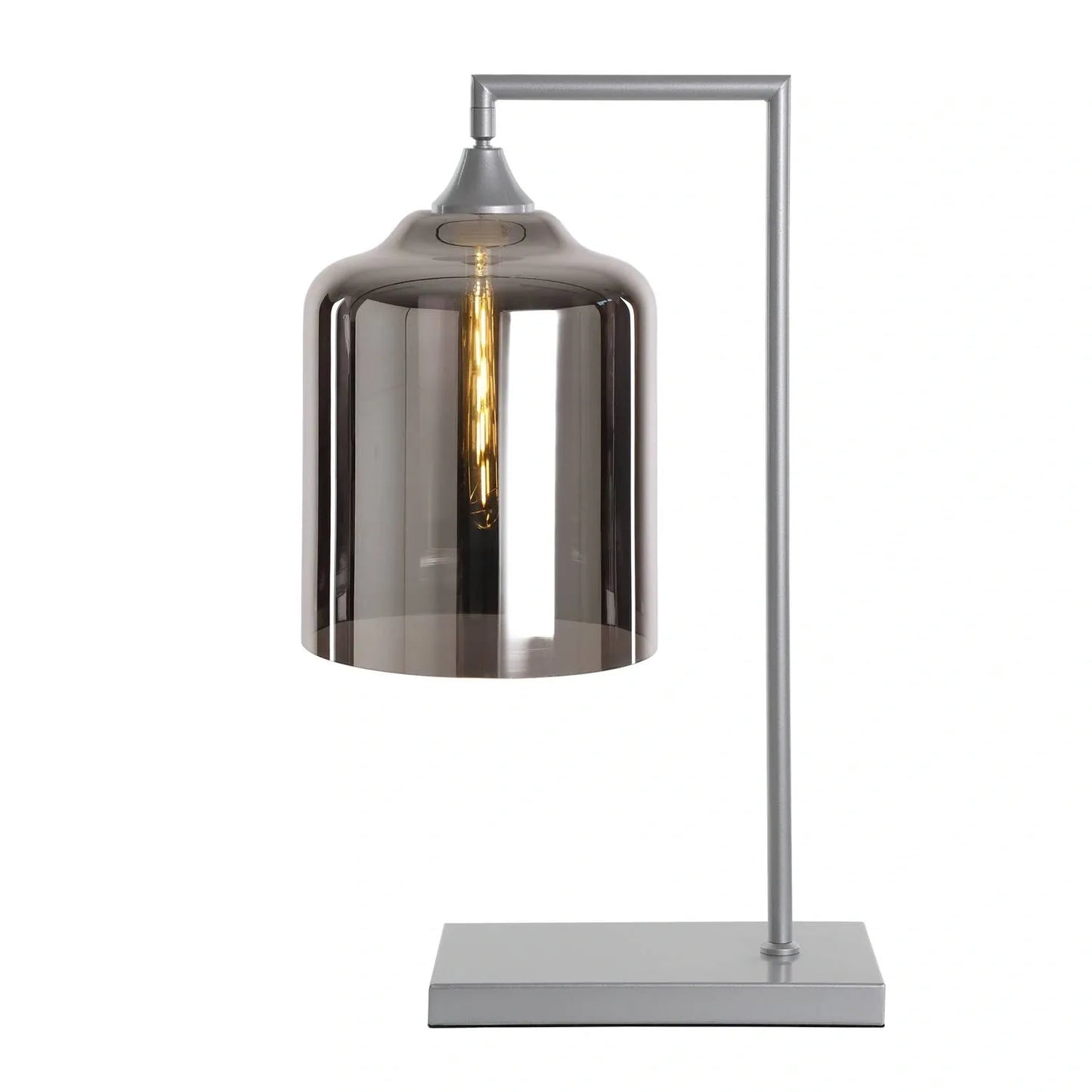 Murano Silver Table Lamp with Extra Large Cylinder Glass Shade