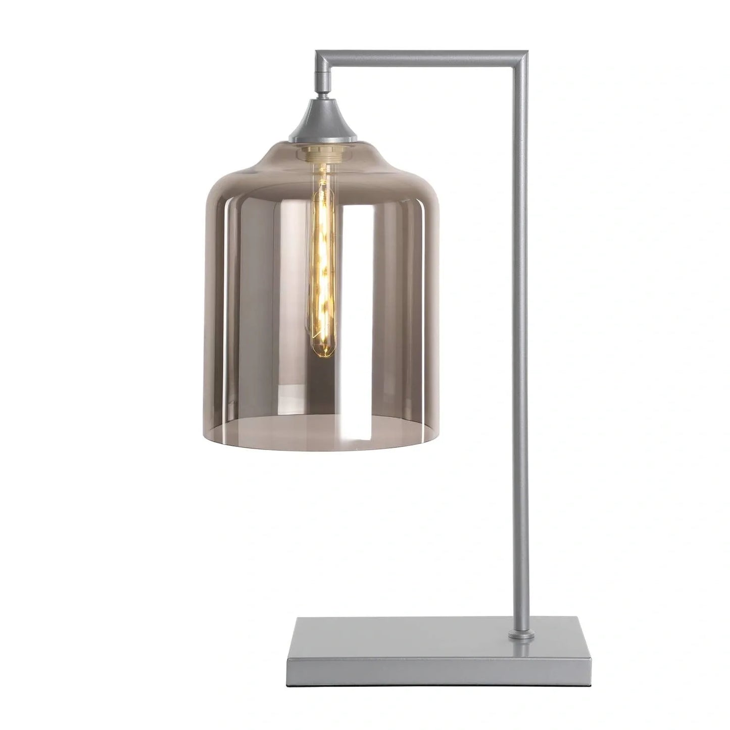 Murano Silver Table Lamp with Extra Large Cylinder Glass Shade