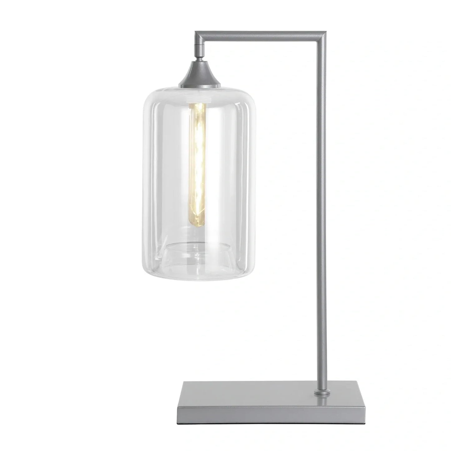 Murano Silver Table Lamp with Slim Cylinder Glass Shade
