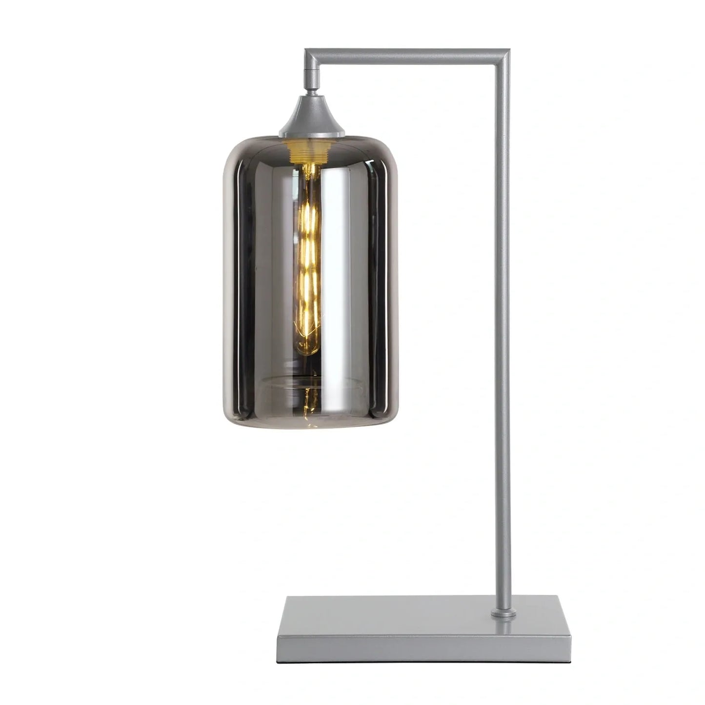 Murano Silver Table Lamp with Slim Cylinder Glass Shade