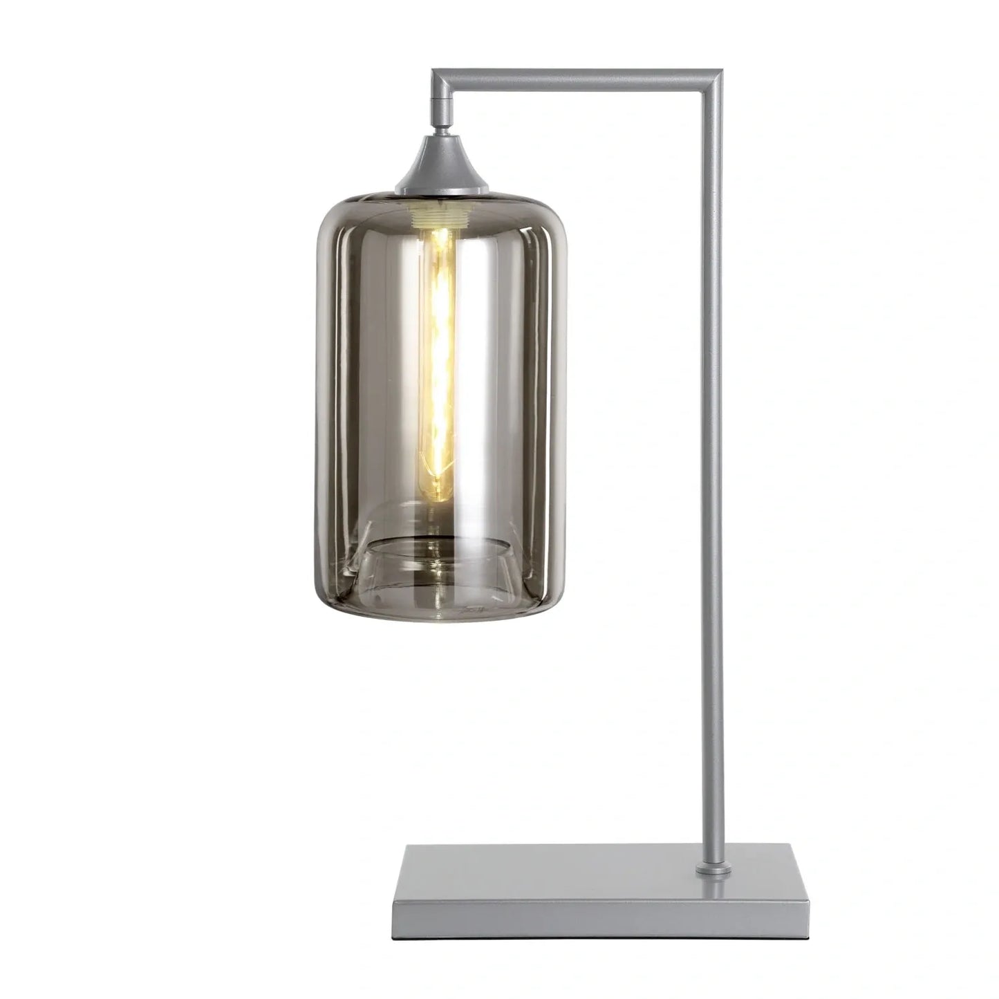 Murano Silver Table Lamp with Slim Cylinder Glass Shade