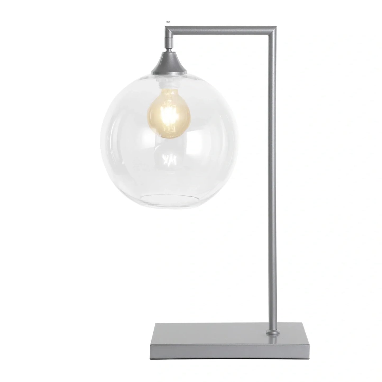 Murano Silver Table Lamp with Globe Glass Shade