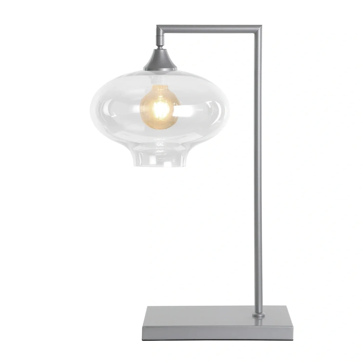 Murano Silver Table Lamp with Teardrop Glass Shade