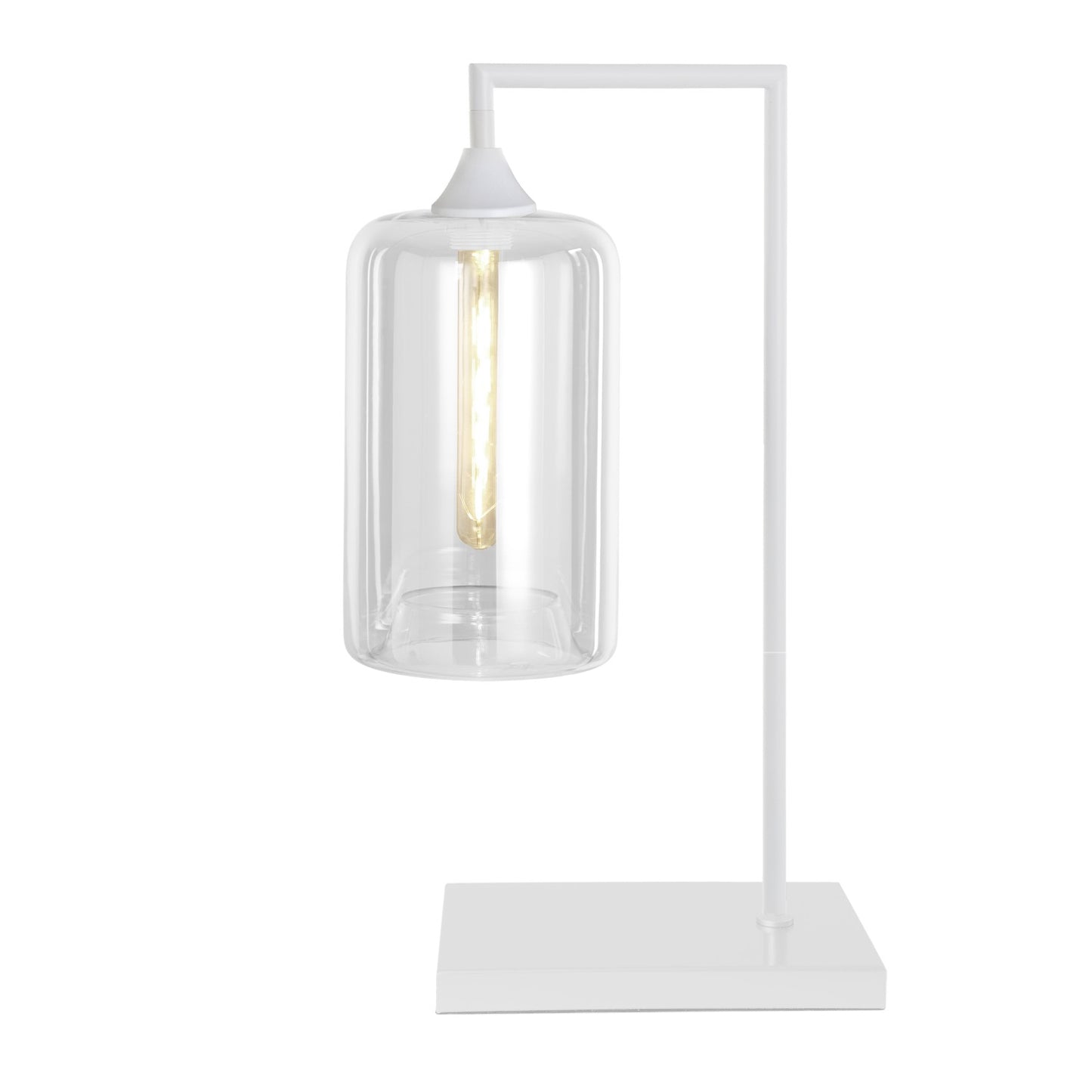 Murano Large White Table Lamp with Slim Cylinder Glass Shade